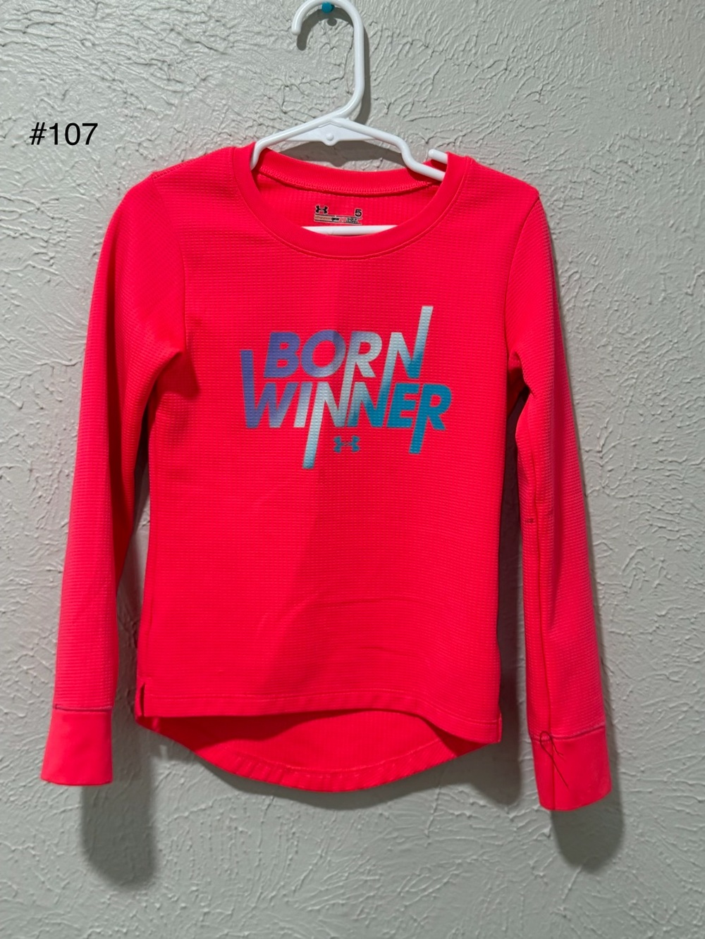 Under Armour Kids Long Sleeve 'Born Winner' Performance Top - Neon Pink